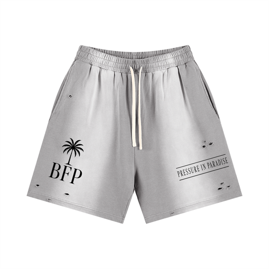 Pressure in Paradise Sun Fade Distressed Shorts